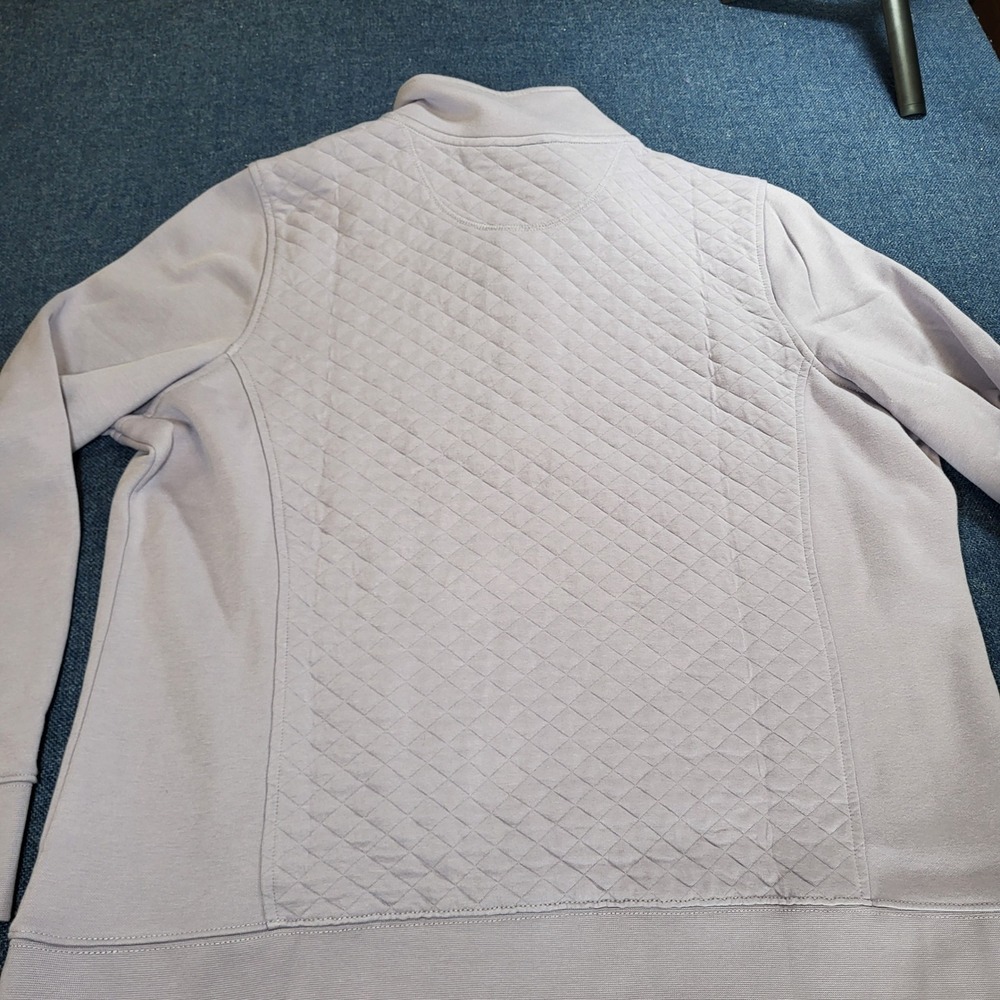 LL Bean Womens 1X Plus Quilted Quarter Zip Pullover Lavender Purple Pockets - Picture 11 of 12